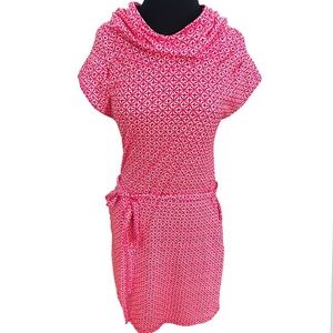 Columbia PFG Omni Wick Cowl Sleeveless Dress Hot Pink White Size Small